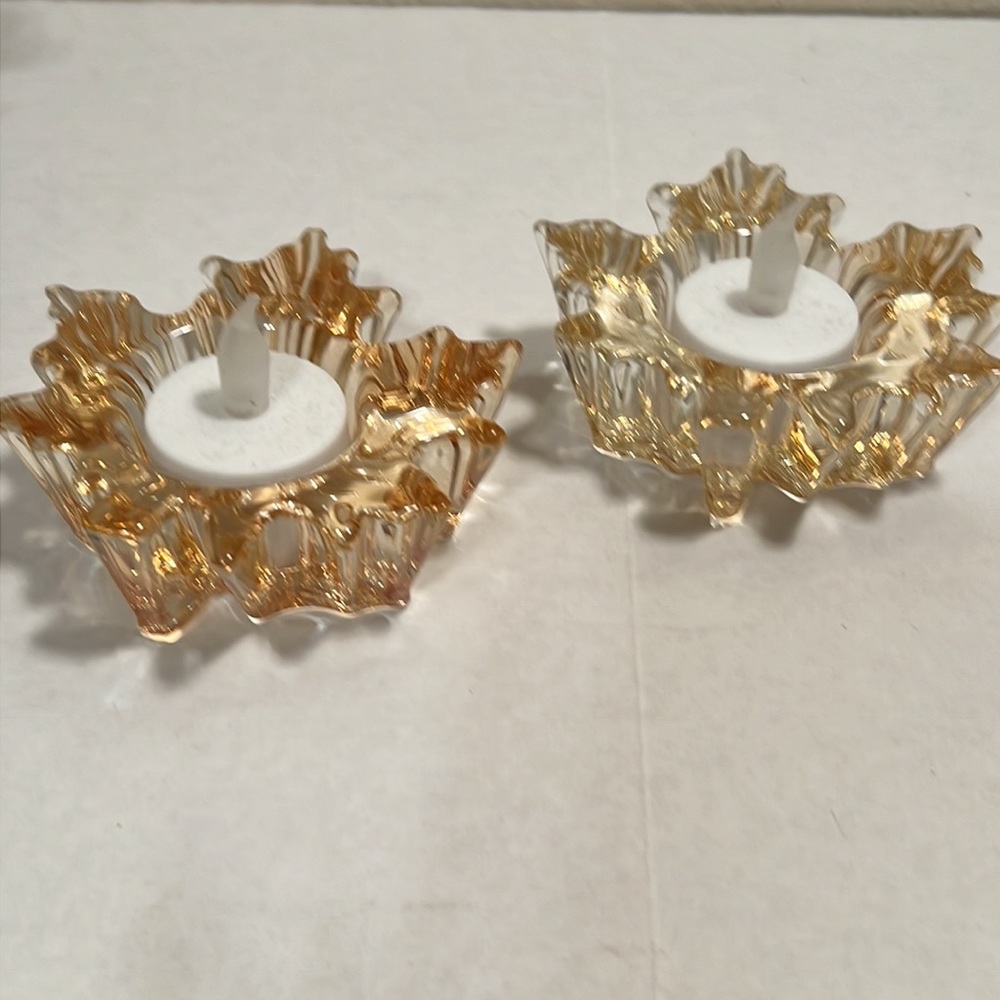 Maple Leaf glass votive candle holders